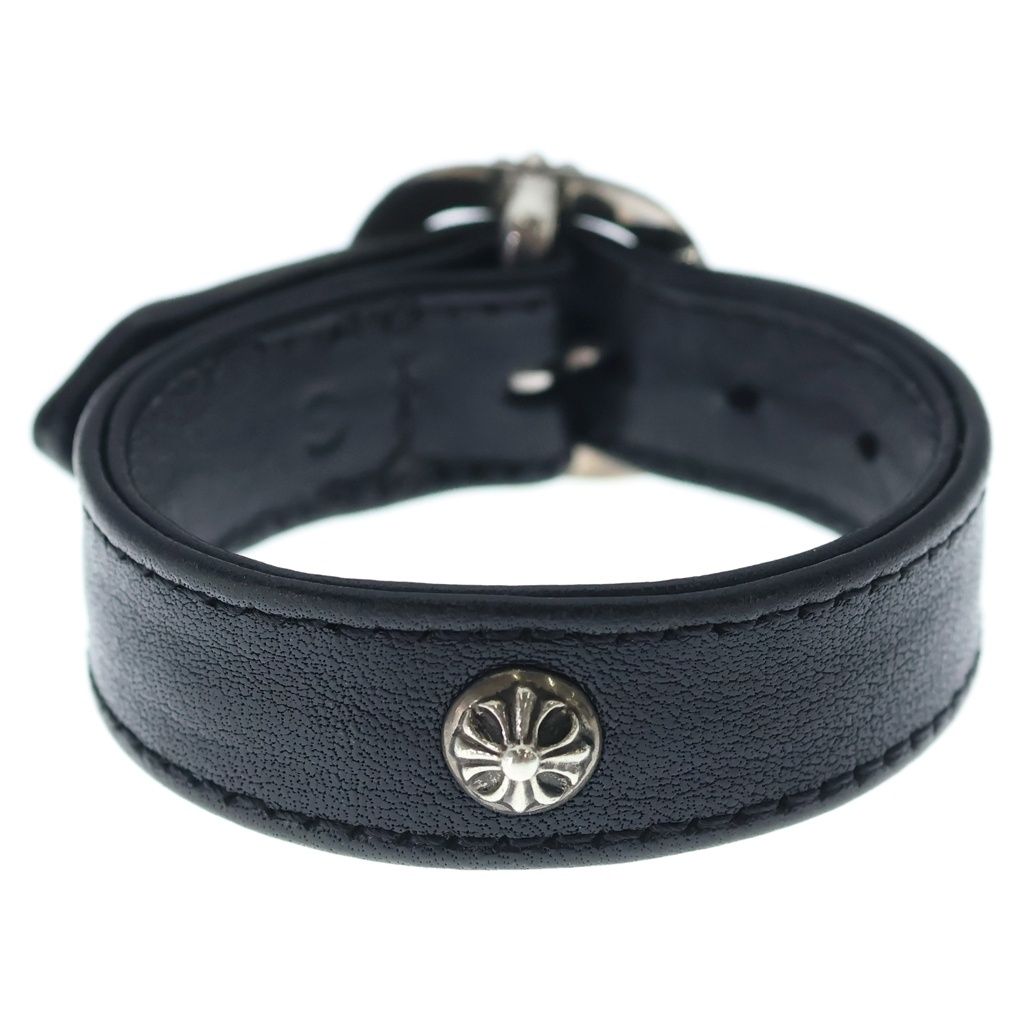 Chrome Hearts Gunslinger Cross Ball Leather Bracelet Black Silver — view 2