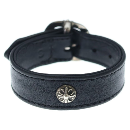 Chrome Hearts Gunslinger Cross Ball Leather Bracelet Black Silver — view 2