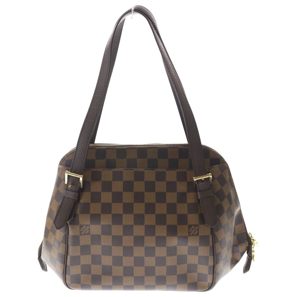 Louis Vuitton Damier Belem Handbag Brown Leather Gold — view 2