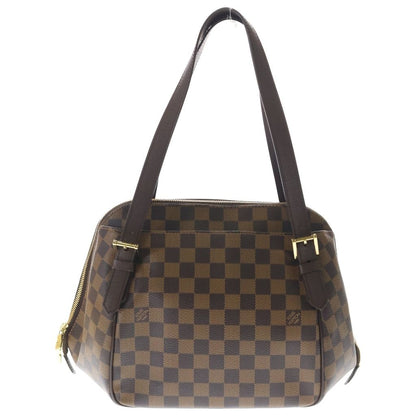 Louis Vuitton Damier Belem Handbag Brown Leather Gold