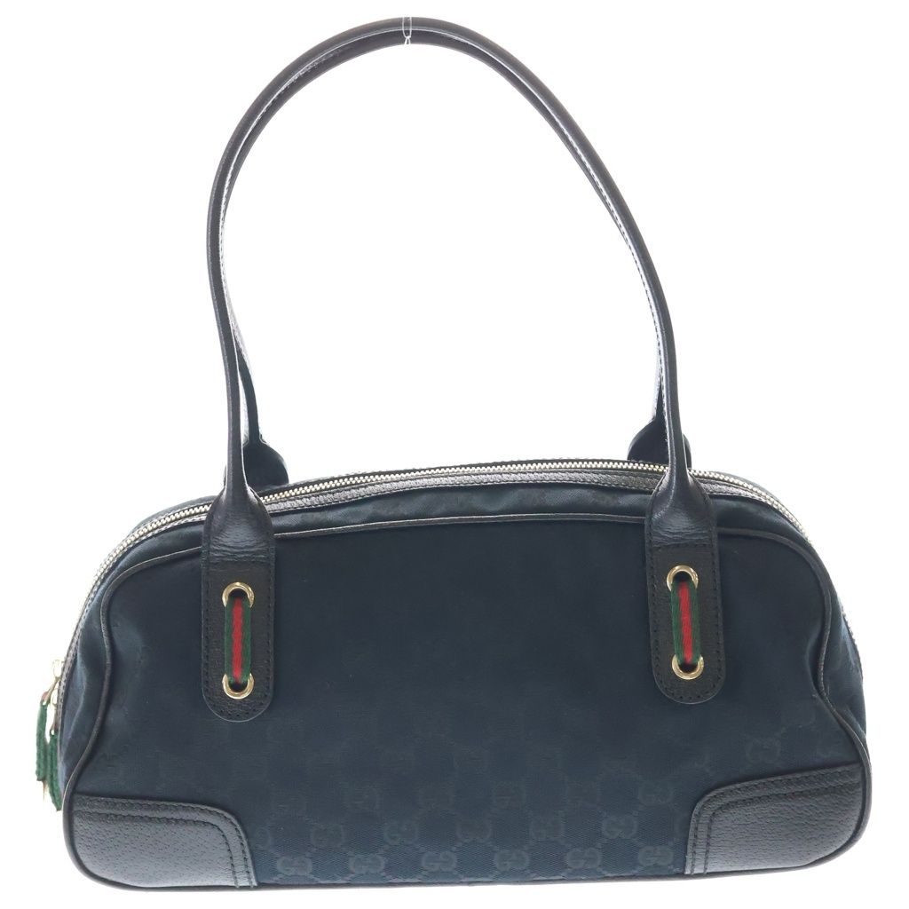 Gucci GG Canvas Mini Boston Bag Black Leather Gold — view 2