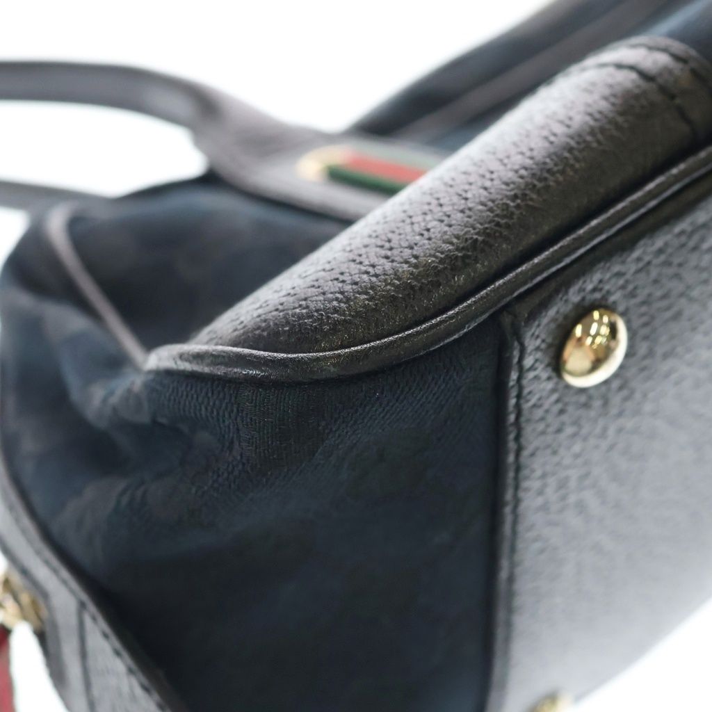Gucci GG Canvas Mini Boston Bag Black Leather Gold — view 6