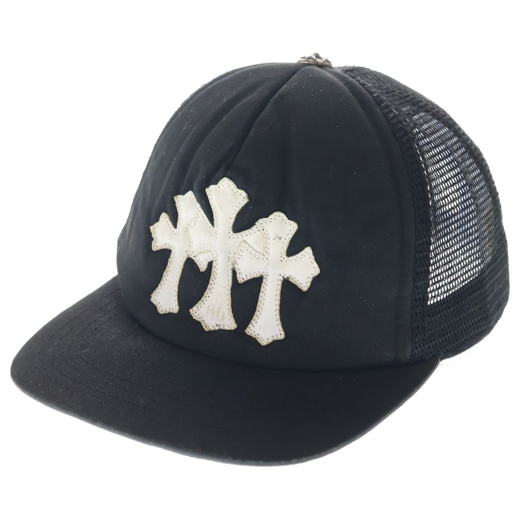 Chrome Hearts Trucker Cap Truck Khaki Cap 3 Semetary Leather Patch Mesh Cap