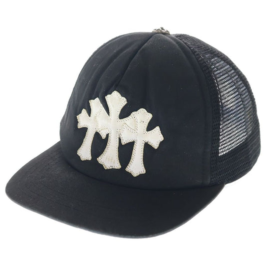 Chrome Hearts Trucker Cap Truck Khaki Cap 3 Semetary Leather Patch Mesh Cap