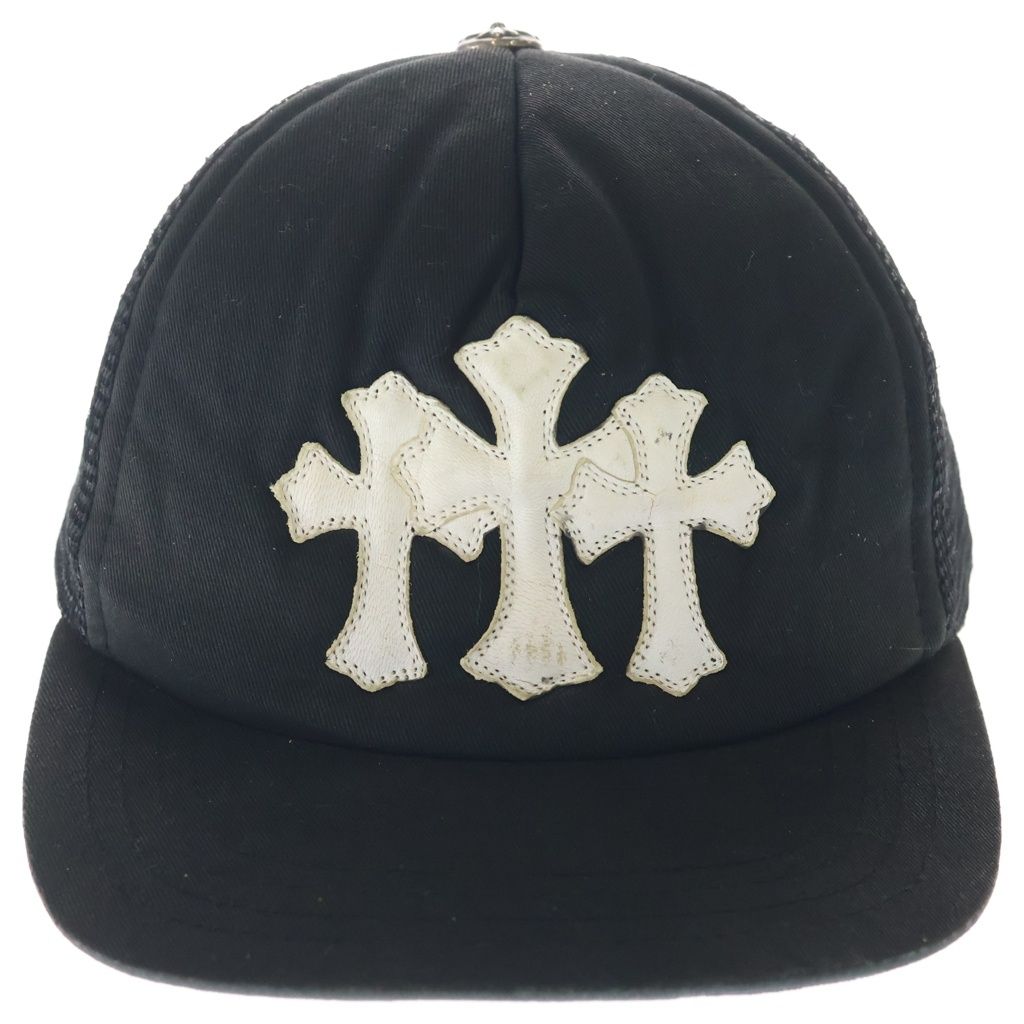 Chrome Hearts Trucker Cap Truck Khaki Cap 3 Semetary Leather Patch Mesh Cap — view 4