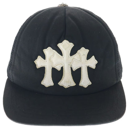 Chrome Hearts Trucker Cap Truck Khaki Cap 3 Semetary Leather Patch Mesh Cap — view 4