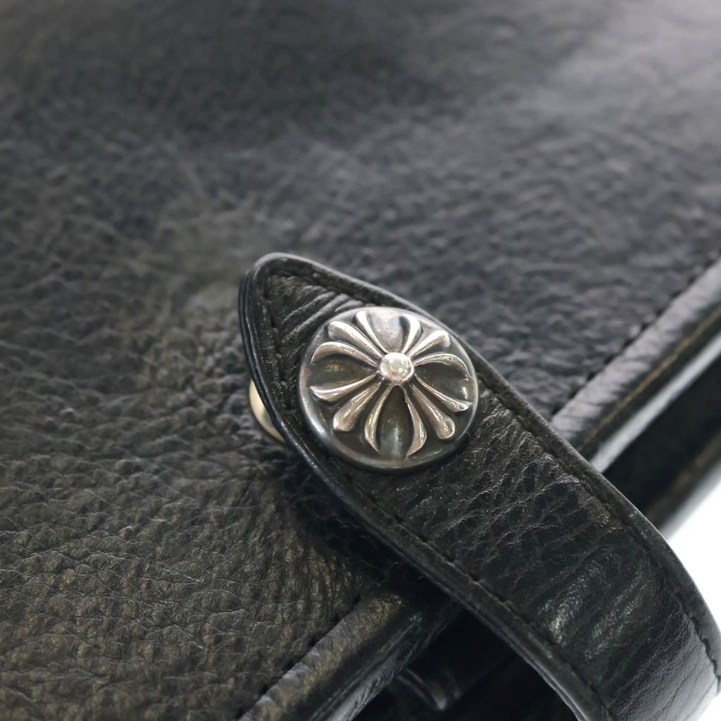 Chrome Hearts Agenda Plain Cross Ball Button Leather Notebook Cover Case Black — view 5