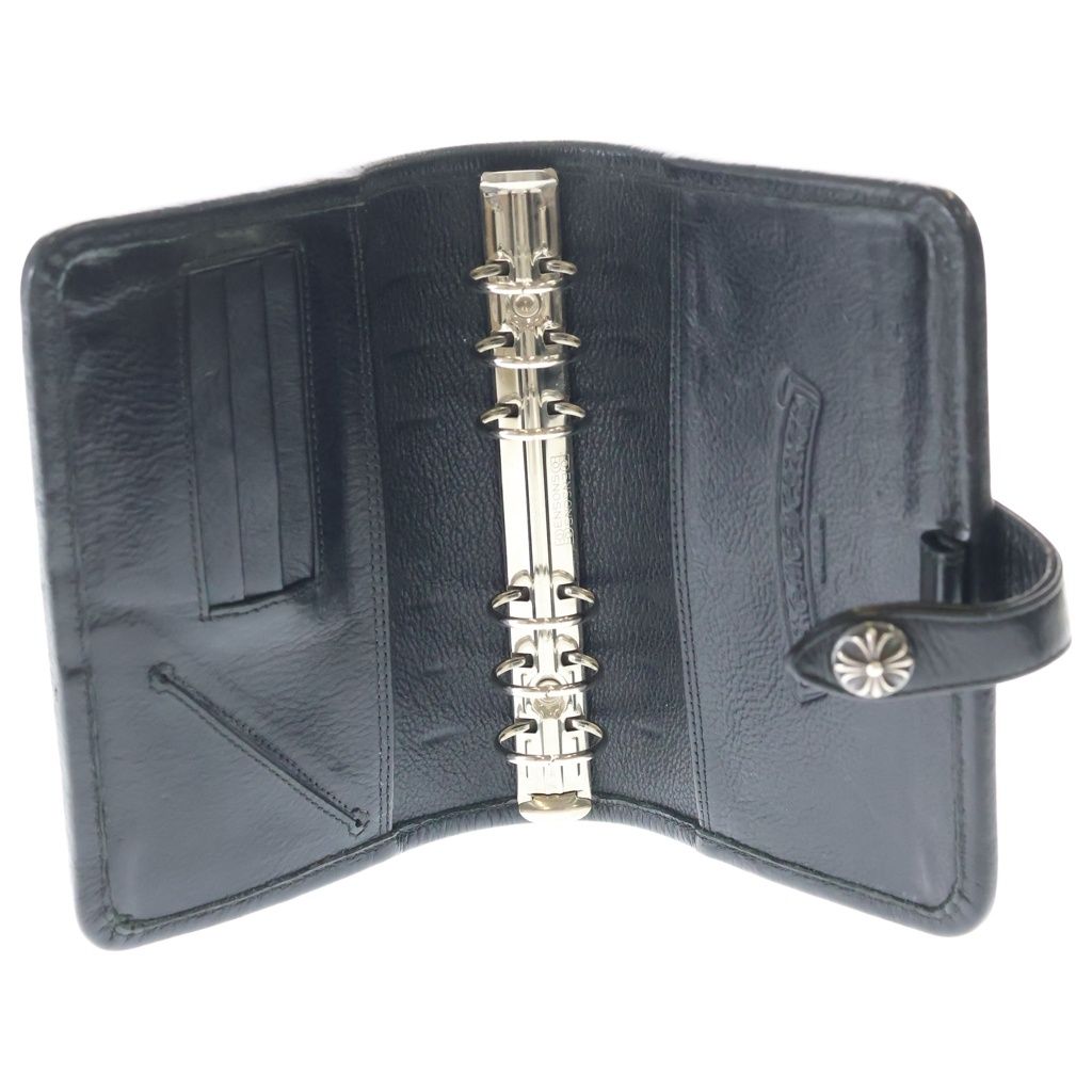 Chrome Hearts Agenda Plain Cross Ball Button Leather Notebook Cover Case Black — view 4