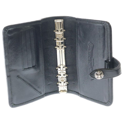 Chrome Hearts Agenda Plain Cross Ball Button Leather Notebook Cover Case Black — view 4