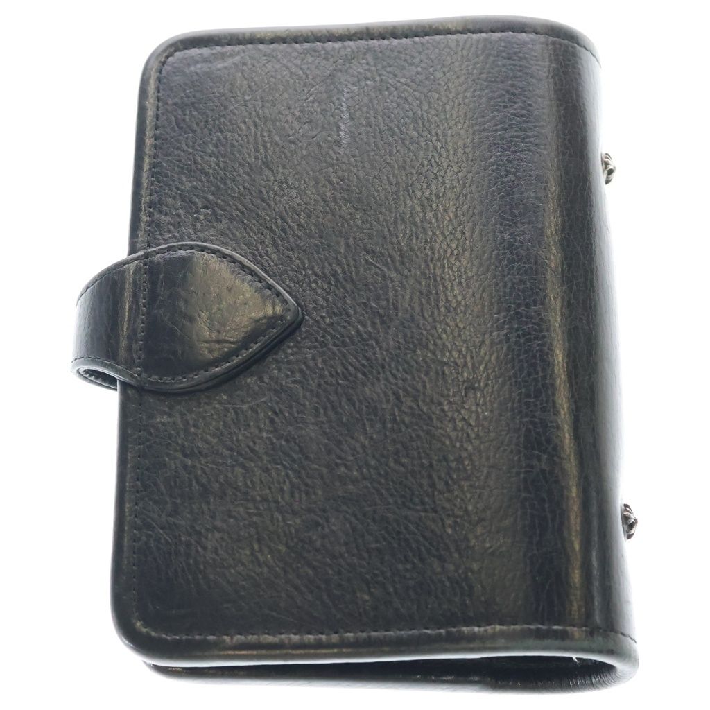 Chrome Hearts Agenda Plain Cross Ball Button Leather Notebook Cover Case Black — view 2