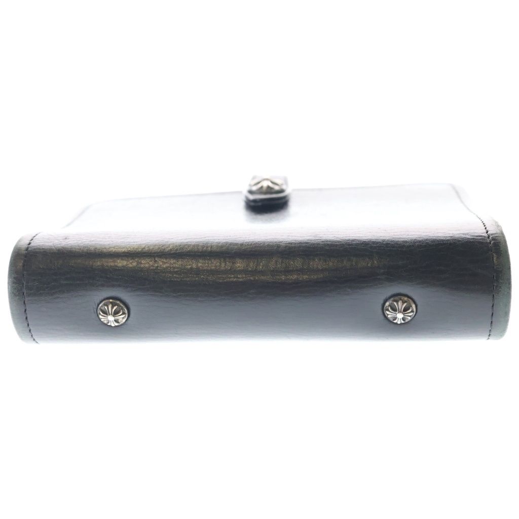Chrome Hearts Agenda Plain Cross Ball Button Leather Notebook Cover Case Black — view 3
