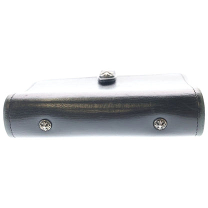 Chrome Hearts Agenda Plain Cross Ball Button Leather Notebook Cover Case Black — view 3
