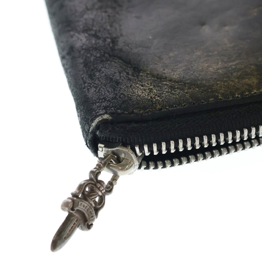 Chrome Hearts Rec Zip 3 Cemetery Cross Patch Zip Around Wallet Black Gold — view 6