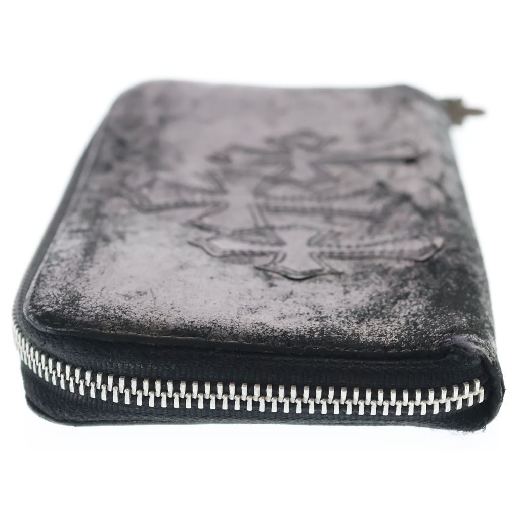 Chrome Hearts Rec Zip 3 Cemetery Cross Patch Zip Around Wallet Black Gold — view 3