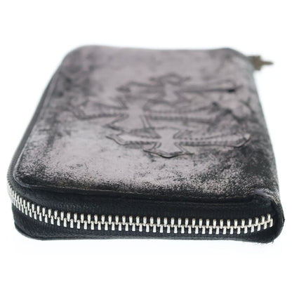 Chrome Hearts Rec Zip 3 Cemetery Cross Patch Zip Around Wallet Black Gold — view 3
