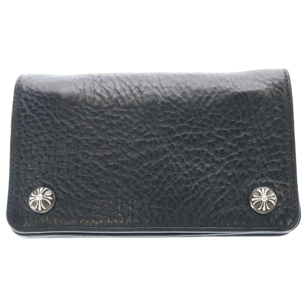Chrome Hearts Cross Ball Button Leather Wallet Snake Black