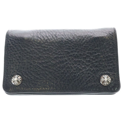 Chrome Hearts Cross Ball Button Leather Wallet Snake Black