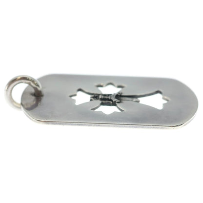 Chrome Hearts D Tag Lrg Cross Dagg Cutout Dagger Large Dog Tag Pendant Silver