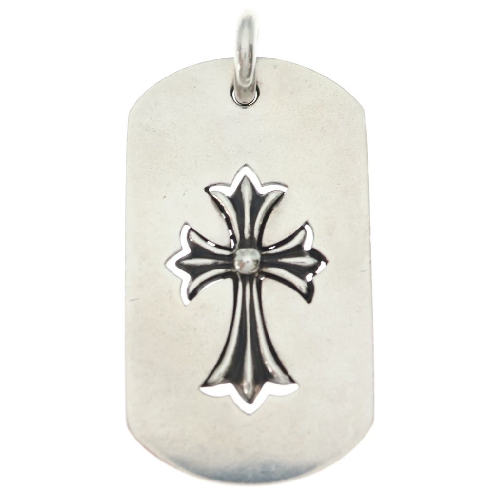 Chrome Hearts D Tag Lrg Cross Dagg Cutout Large Pendant Silver