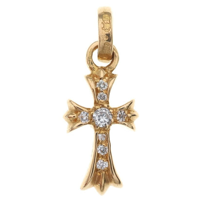 Chrome Hearts 22k Crs Baby Fat P Dia Fat Cross Pave Diamond Pendant Gold