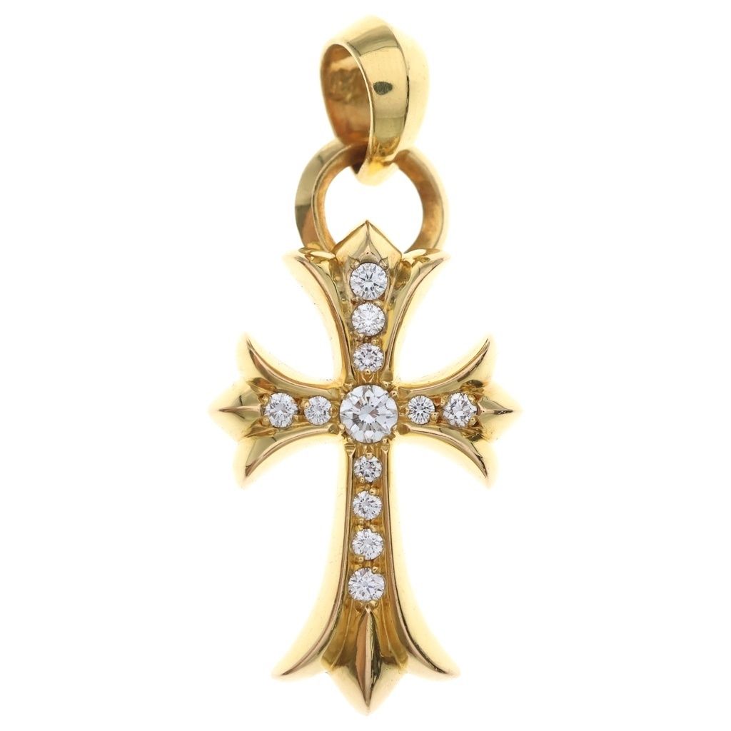 Chrome Hearts 22k CH Crs Sml Wbale P Dia Small CH Cross Bail Pave Diamond