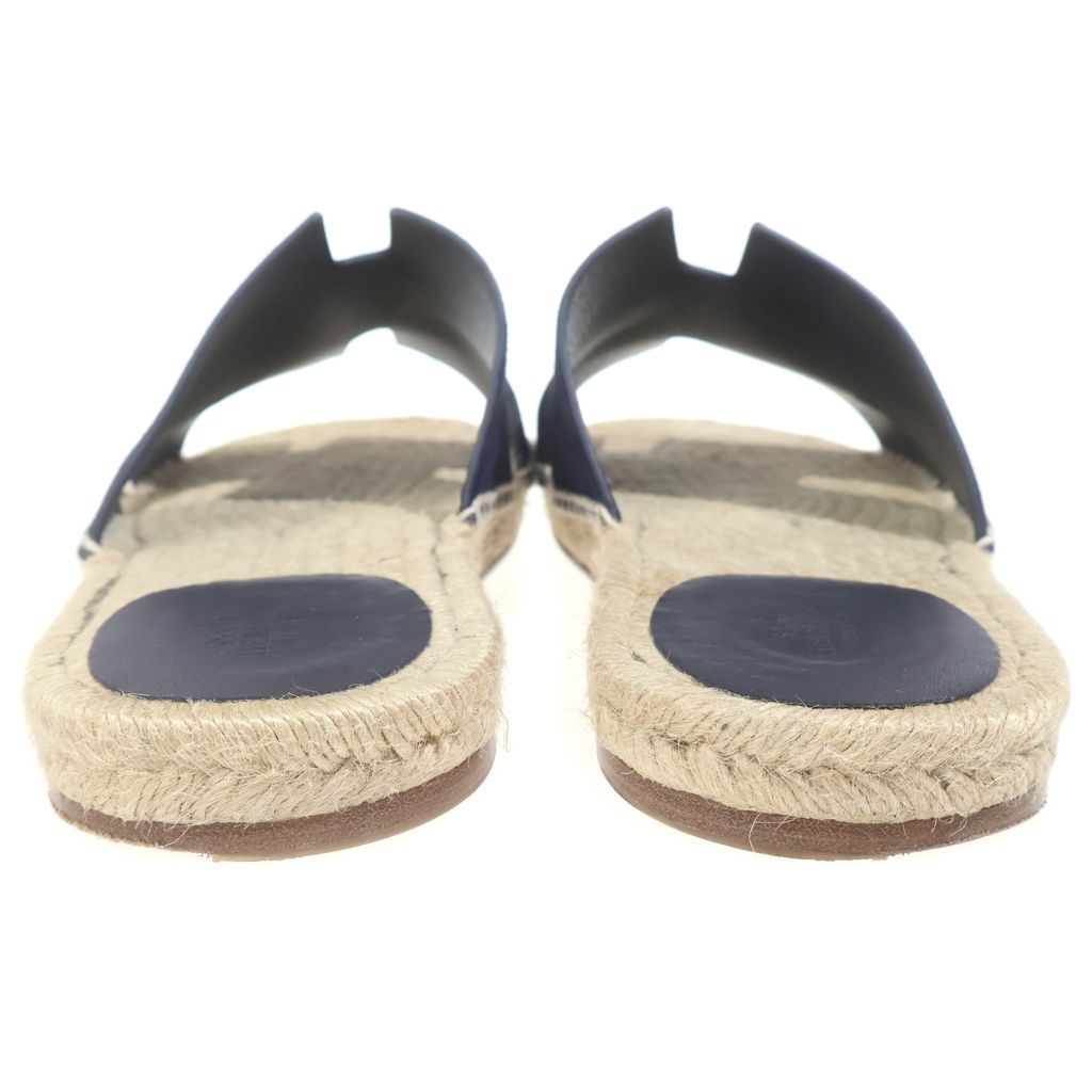 Hermes Antigua Espadrilles Sandals Navy Beige — view 3