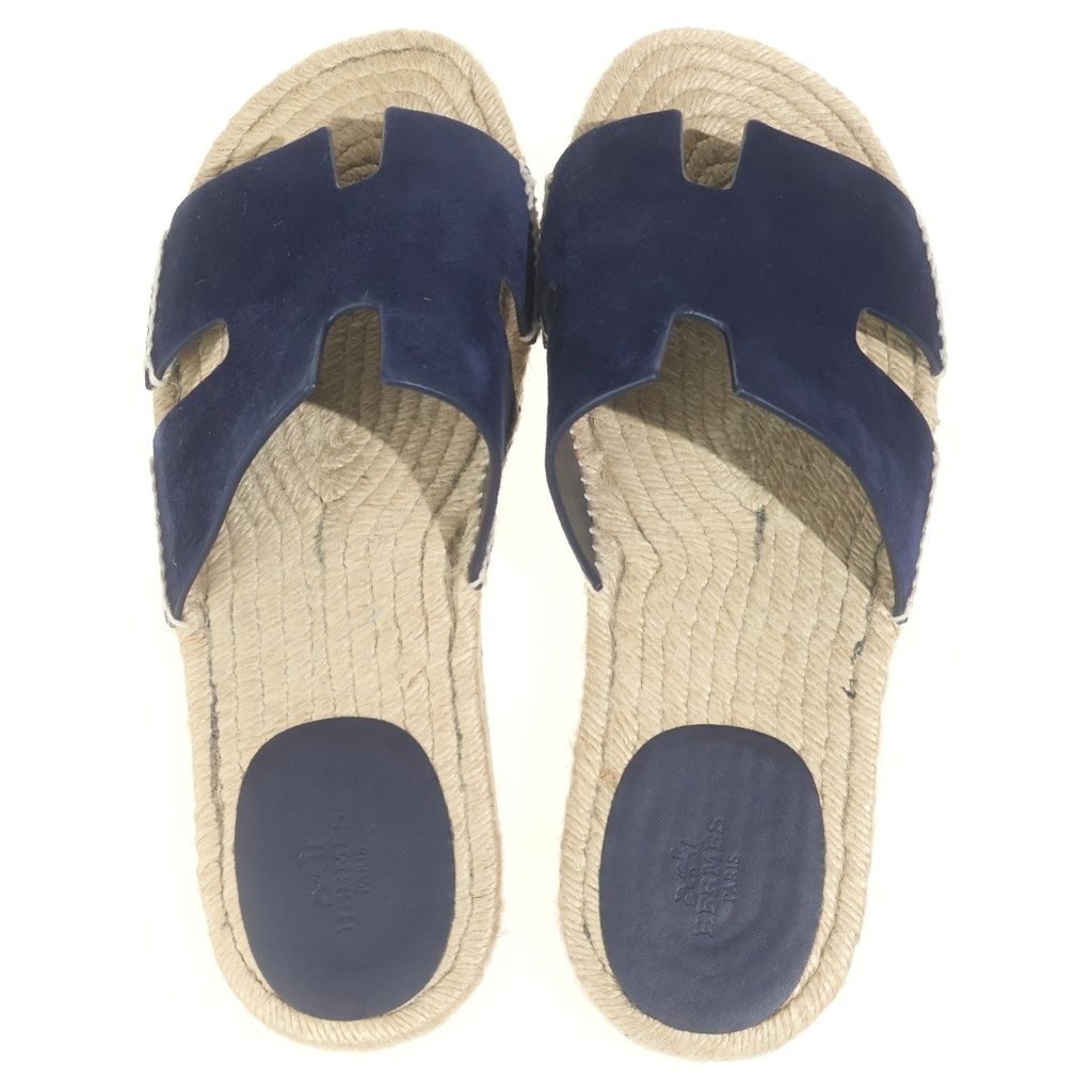 Hermes Antigua Espadrilles Sandals Navy Beige — view 4
