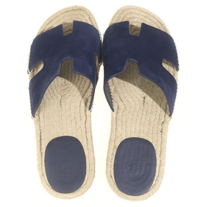 Hermes Antigua Espadrilles Sandals Navy Beige — view 4