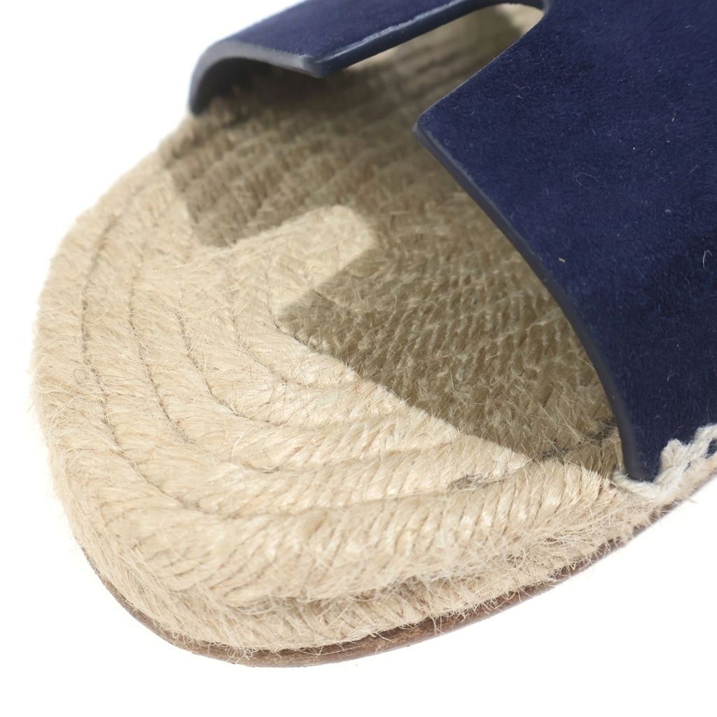 Hermes Antigua Espadrilles Sandals Navy Beige — view 6