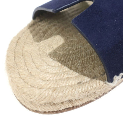 Hermes Antigua Espadrilles Sandals Navy Beige — view 6