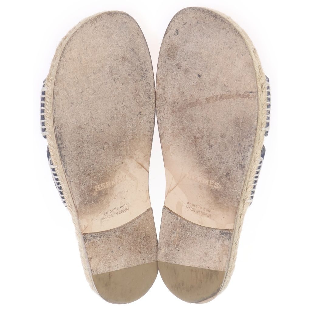 Hermes Antigua Espadrilles Sandals Navy Beige — view 5