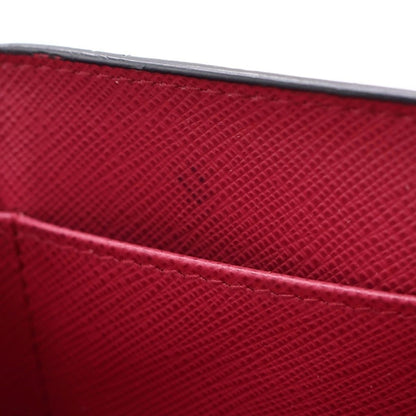 Prada Saffiano Trifold Wallet Compact Coin Case Black Pink Leather Gold — view 5