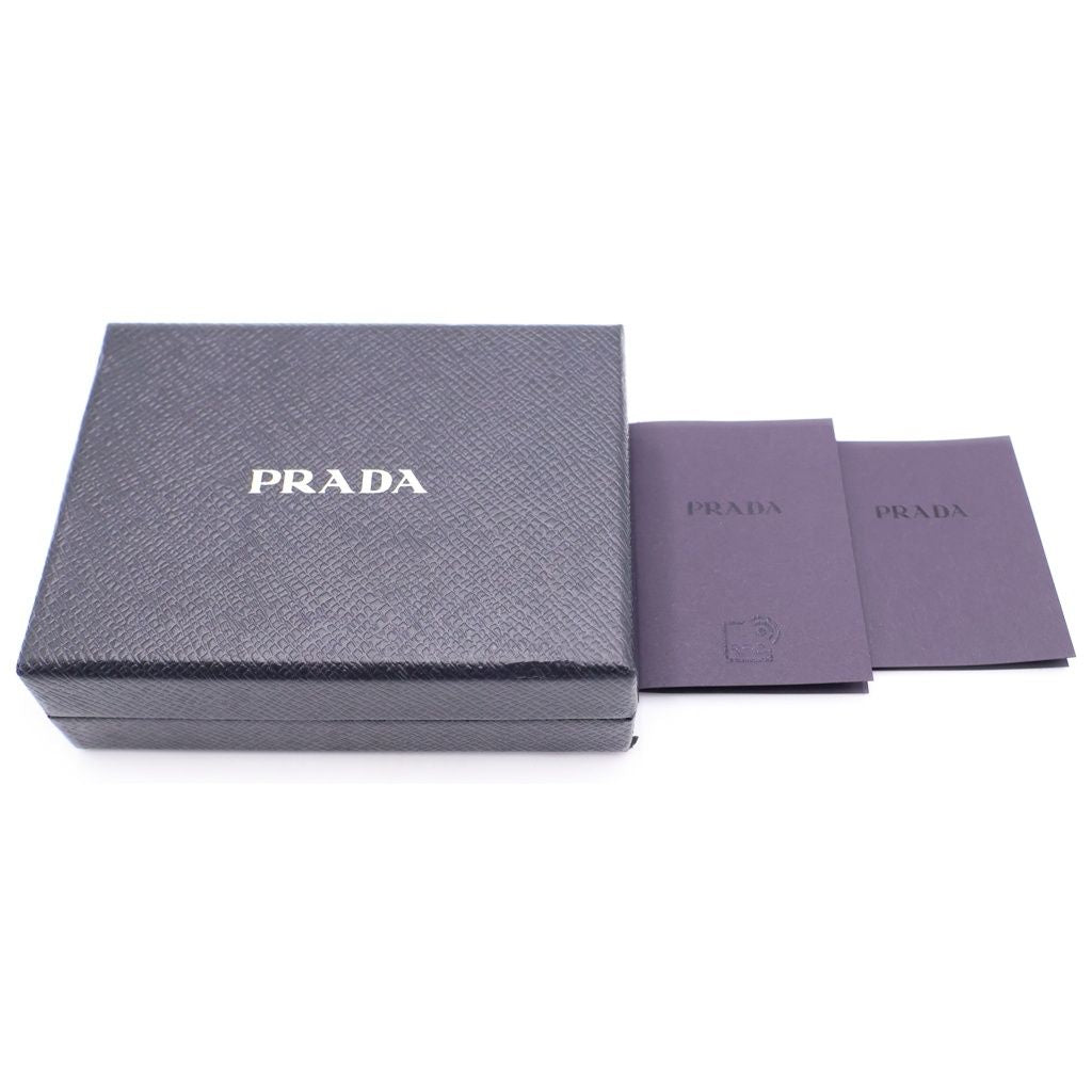 Prada Saffiano Coin Case Mini Wallet Black Leather 2 003 Silver — view 6