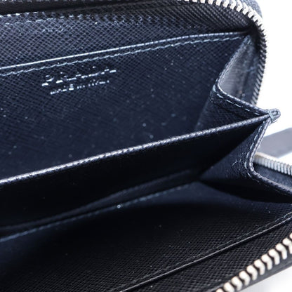 Prada Saffiano Coin Case Mini Wallet Black Leather 2 003 Silver — view 4