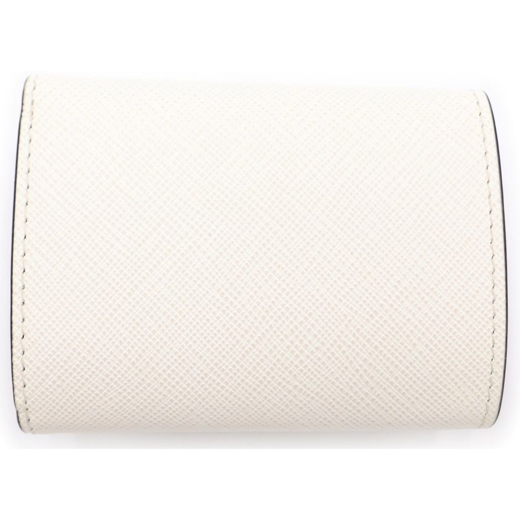 Prada Saffiano Trifold Wallet Compact Coin Case White Leather Silver — view 2