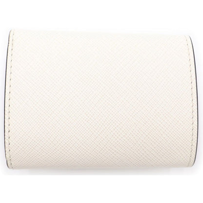 Prada Saffiano Trifold Wallet Compact Coin Case White Leather Silver — view 2