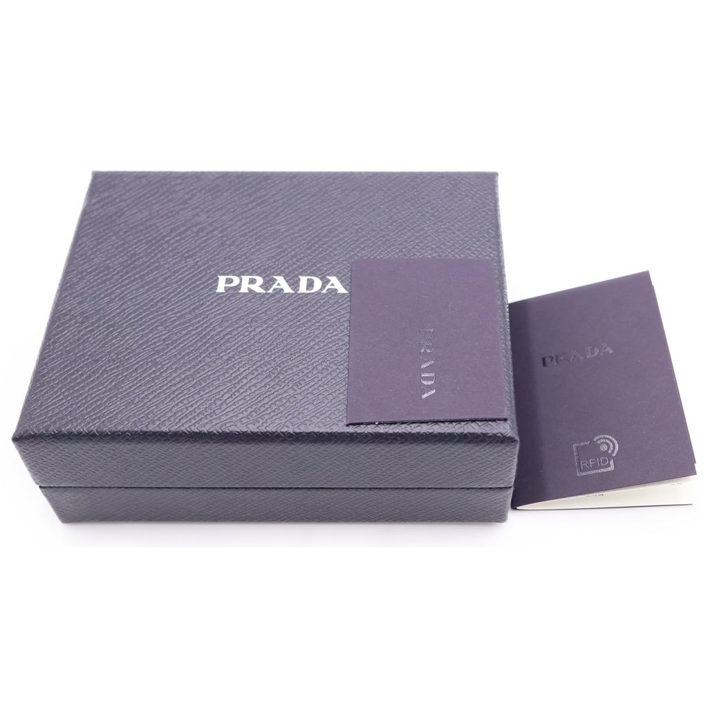 Prada Saffiano Trifold Wallet Compact Coin Case White Leather Silver — view 6