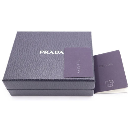 Prada Saffiano Trifold Wallet Compact Coin Case White Leather Silver — view 6