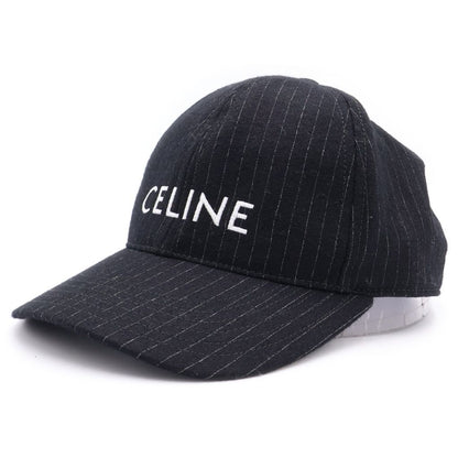 Celine Logo Stripe Baseball Cap Hat Black
