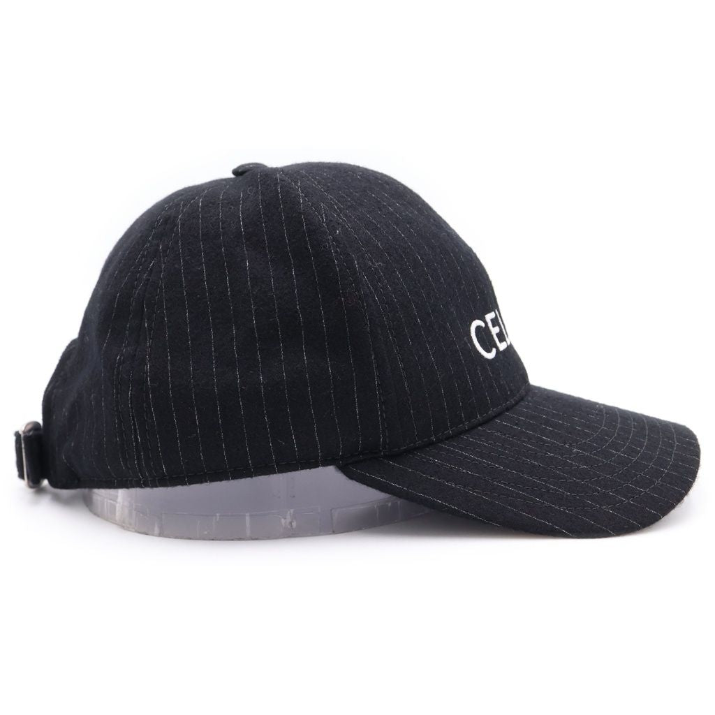 Celine Logo Stripe Baseball Cap Hat Black — view 3