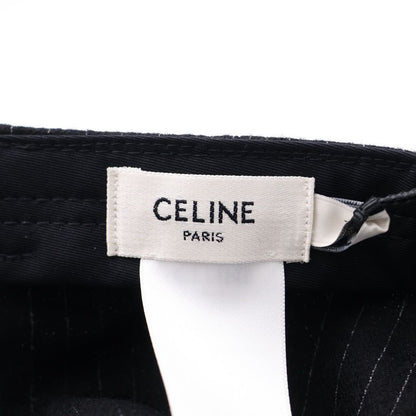 Celine Logo Stripe Baseball Cap Hat Black — view 7