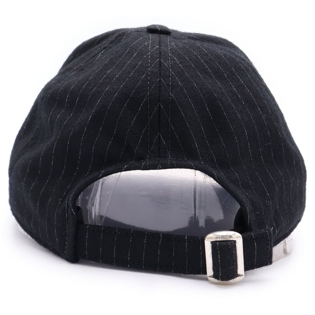 Celine Logo Stripe Baseball Cap Hat Black — view 2