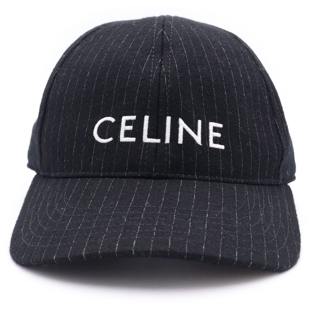 Celine Logo Stripe Baseball Cap Hat Black — view 4