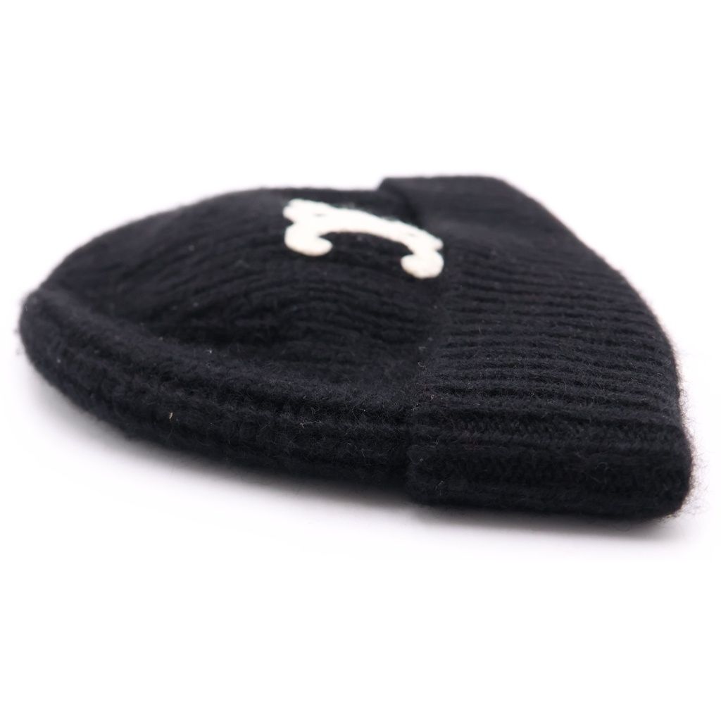 Celine Triomphe Logo Cashmere Knit Cap Hat Black — view 3