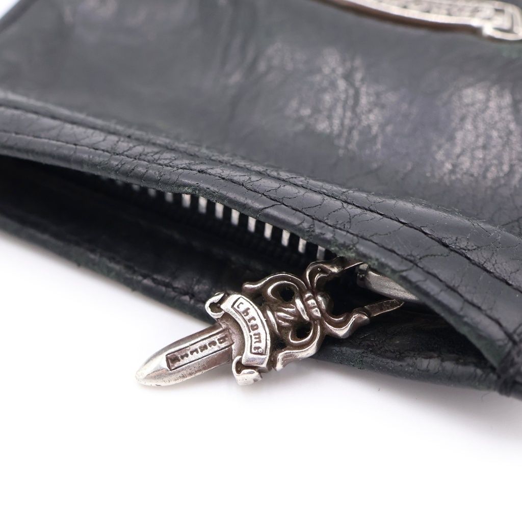 Chrome Hearts Zpr Chng 3 4 Change Purse Zipper Coin Case Black Silver — view 5