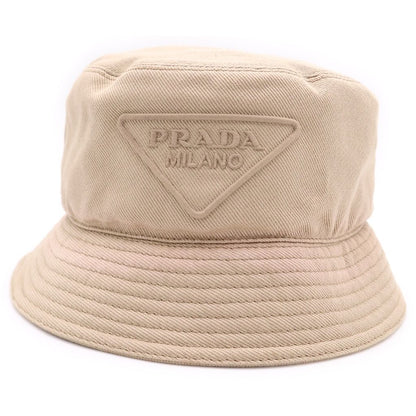 Prada Triangle Logo Drill Bucket Hat Beige — view 4
