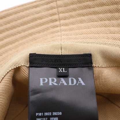 Prada Triangle Logo Drill Bucket Hat Beige — view 7