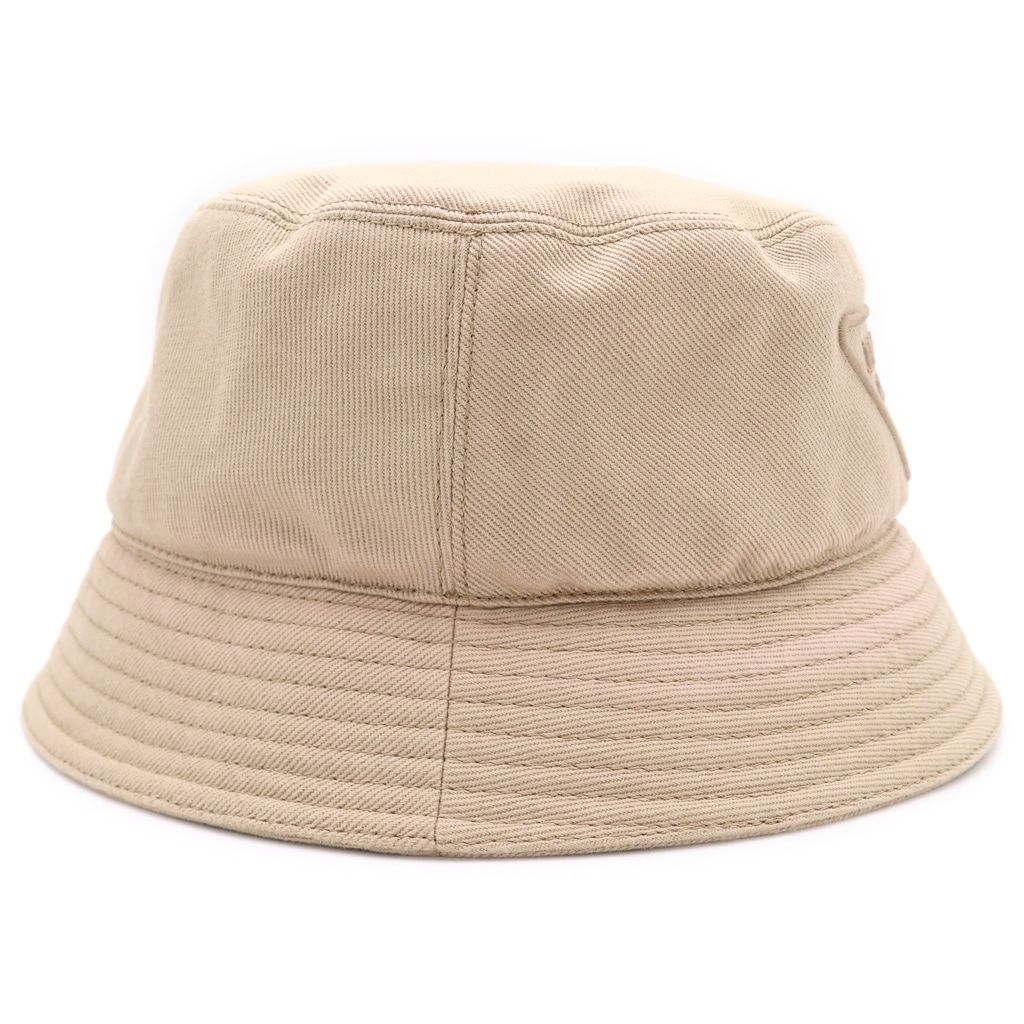 Prada Triangle Logo Drill Bucket Hat Beige — view 3