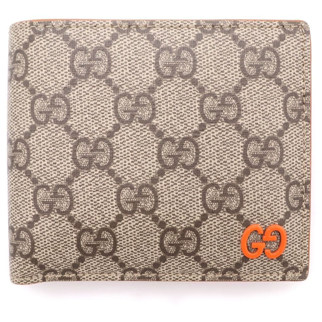 Gucci GG Supreme Coin Wallet Bifold Beige Orange