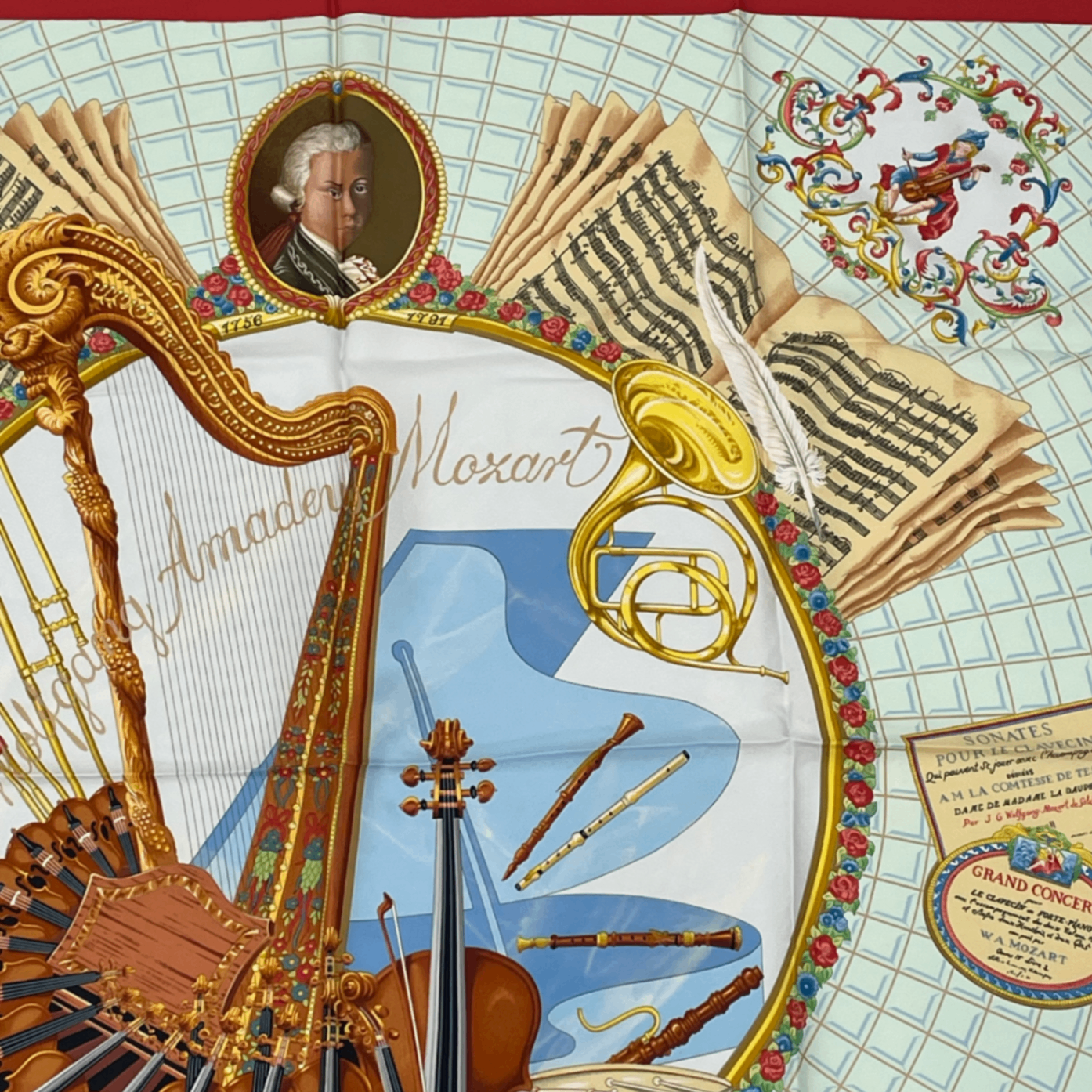 Hermes Carre 90 Wolfgang Amadeus Mozart Hymn to Silk Scarf Multicolor — view 3